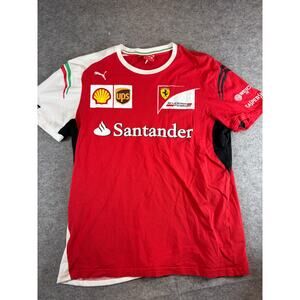 Puma Scuderia Ferrari F1 Racing Team T Shirt Mens XL Red White Santander Shell